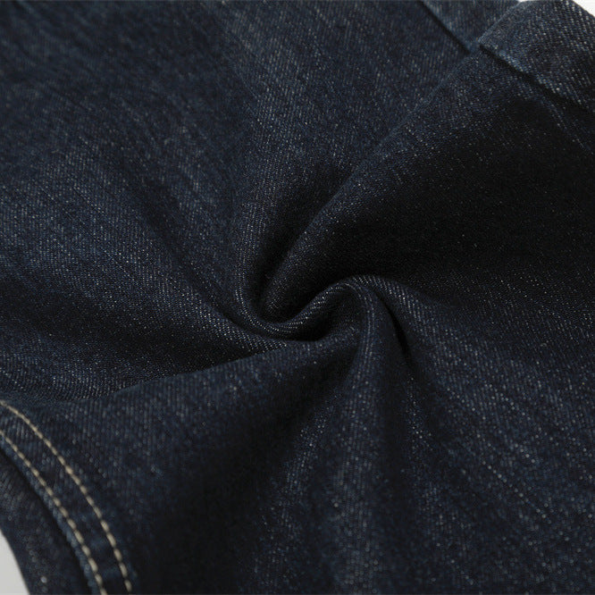 Men's Denim Pants with Visible Stitching and Knife Cut Design, Casual Loose Fit Wide Leg Jeans for Men