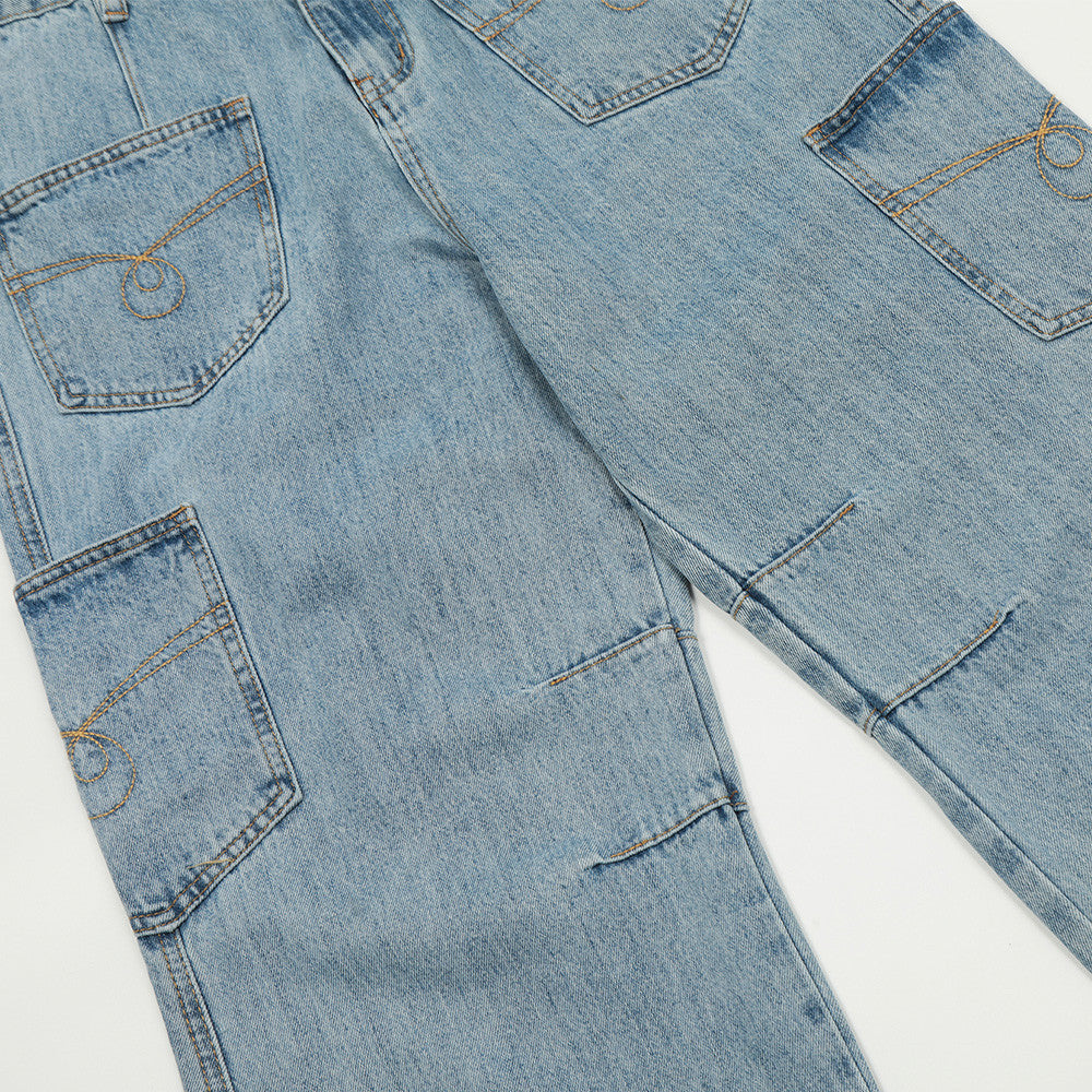 Design Sense Men's Multi-Pocket Denim Work Pants