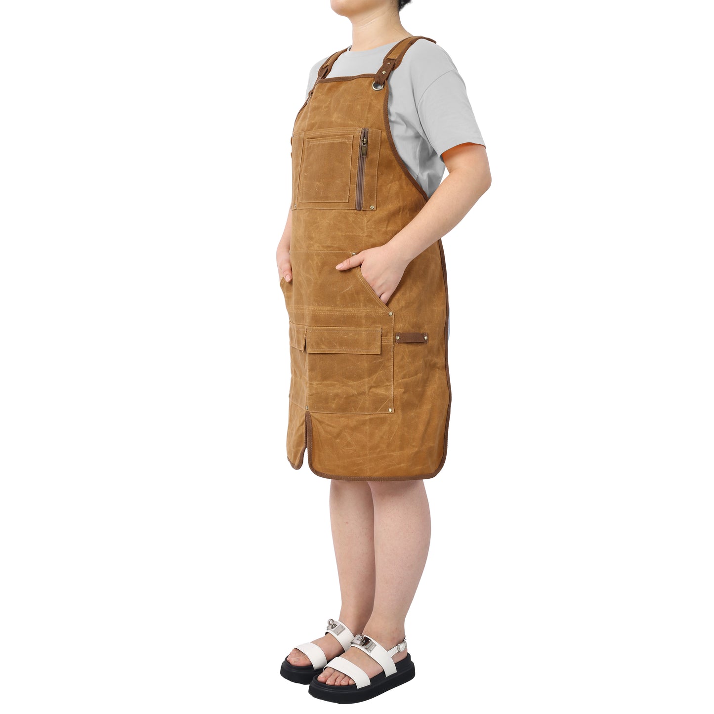 Heavy-Duty Waxed Canvas Carpenter Tool Apron - 18 oz