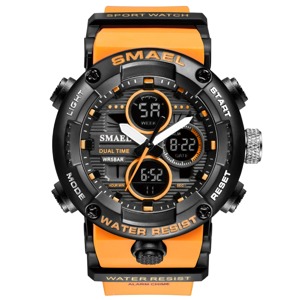 Men's Waterproof LED Digital Sports Watch with Stopwatch and Large Dial - Model 8038
