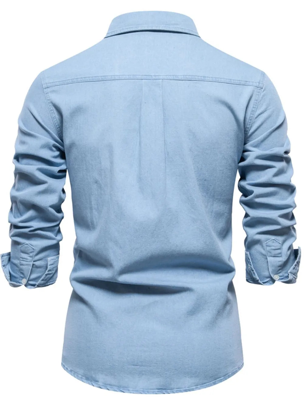 Men's Collared Neck Long Sleeve Denim Shirt