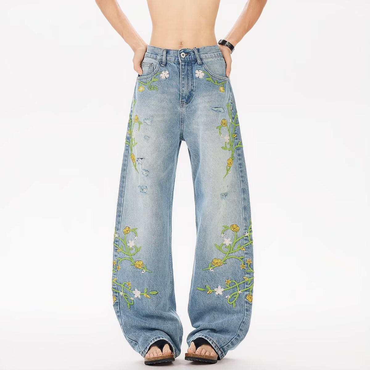 Casual Washed Jeans - Straight Leg Summer Pants for Men