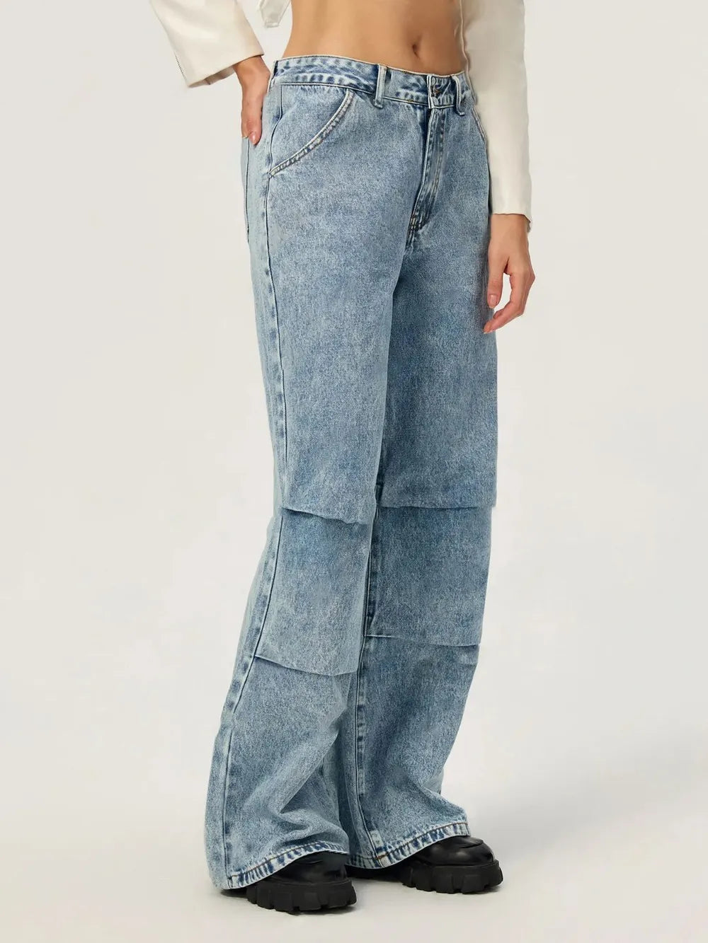 Wide Leg Jeans with Functional Pockets in Japanese Denim