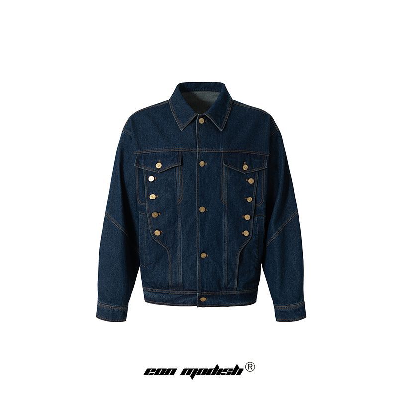 Vintage Denim Jacket with Metal Studs for