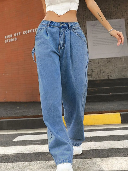 Premium Wide Leg Jeans with Pockets - Japanese Denim