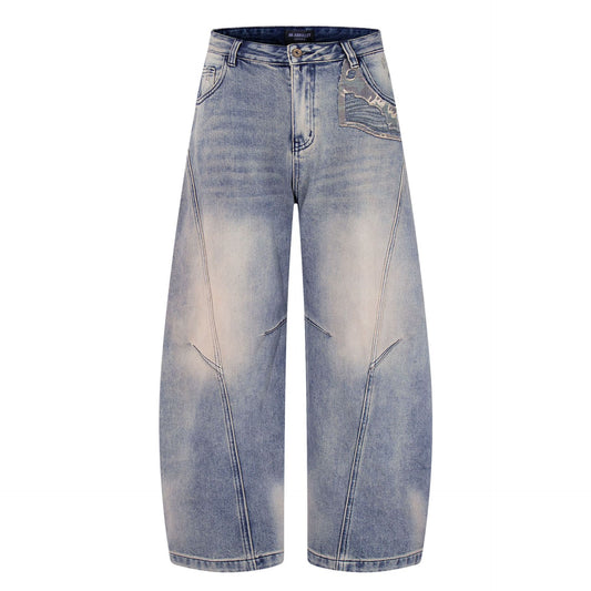 Street Style Washed Vintage High-Quality Tapered Jeans