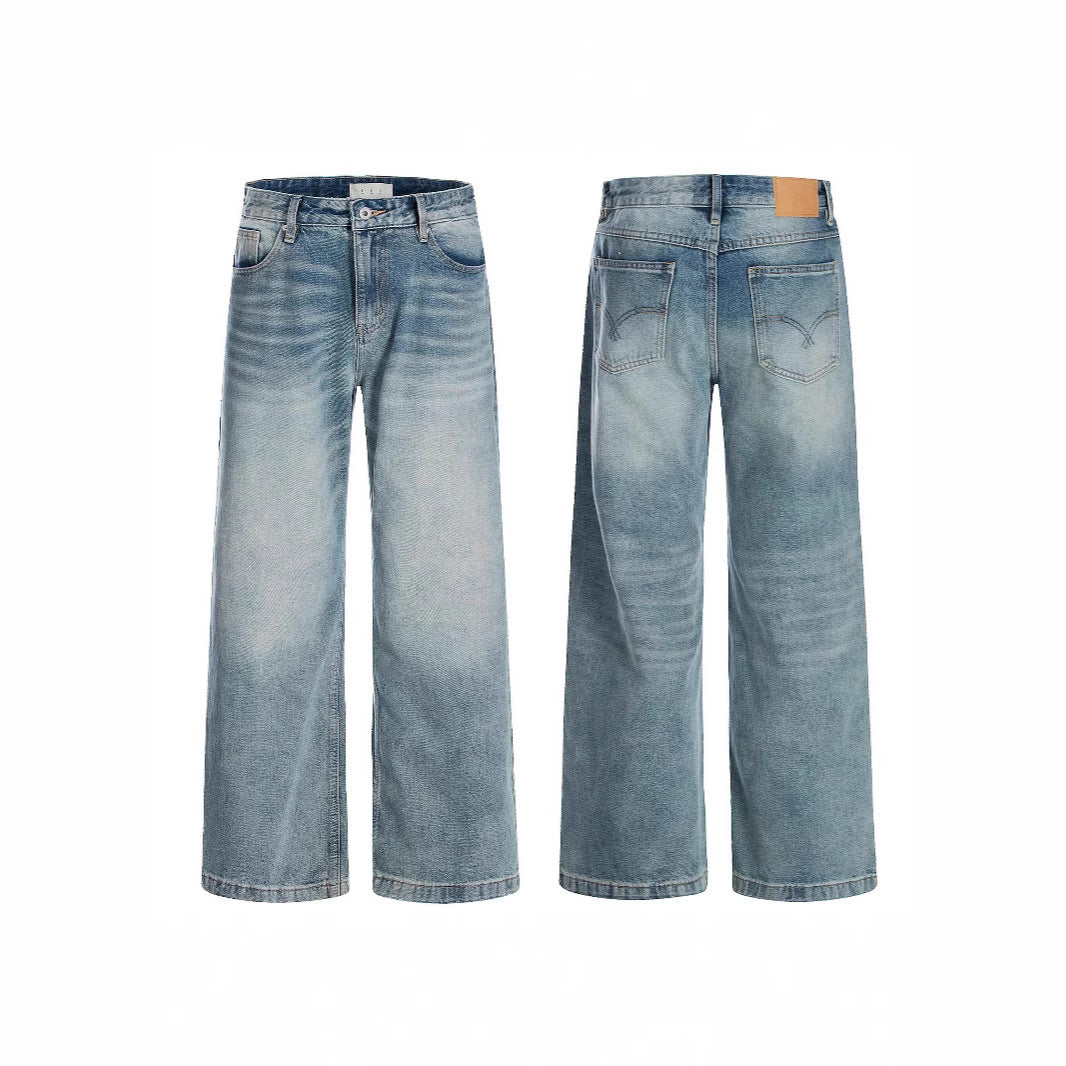 Unisex Blue Straight Jeans - Loose Fit