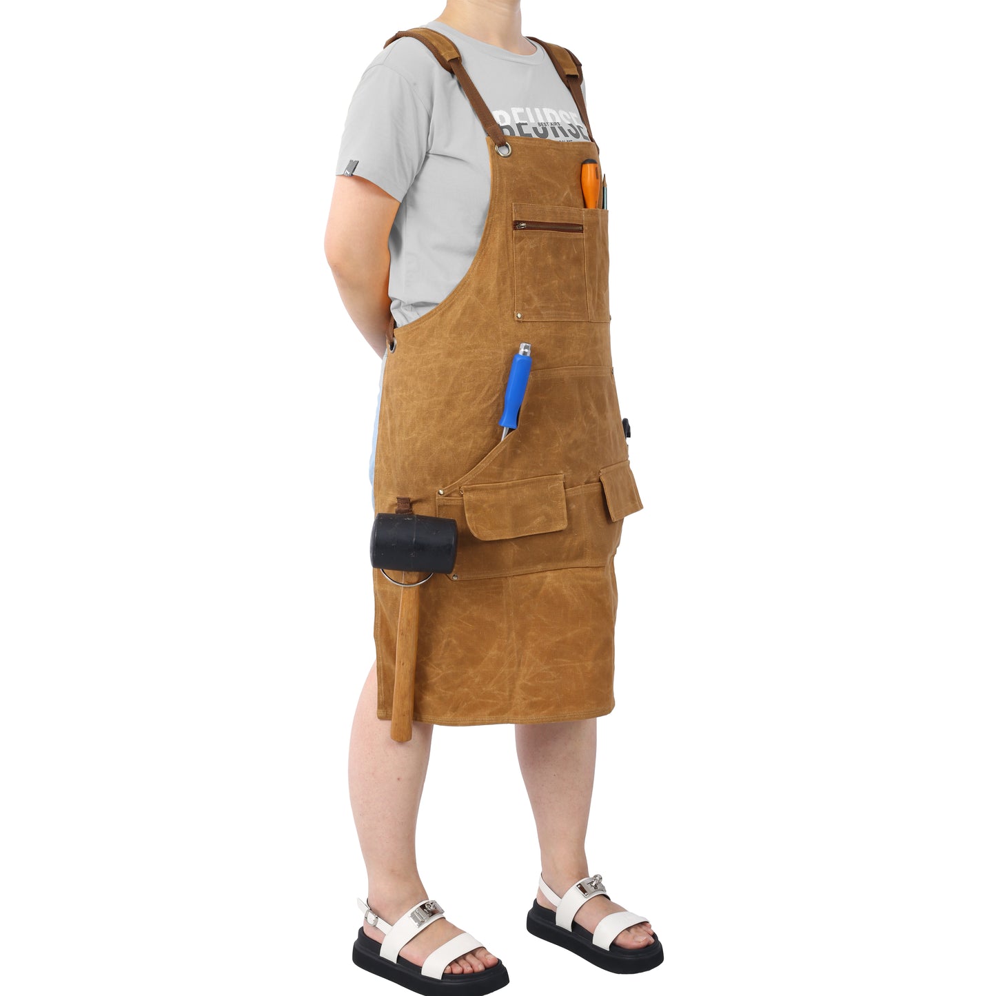 Long Heavy Duty Waxed Canvas Tool Apron