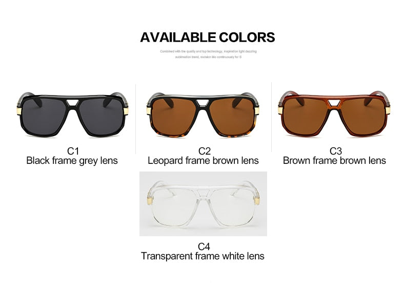 Square Sunglasses for Men and Women Celebrity Style Flat Lens Eyewear