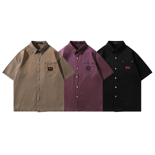 Unique Design Work Shirt for Men - Short Sleeve Casual Top