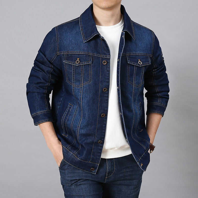 Casual Men's Denim Jacket with Fleece Lining