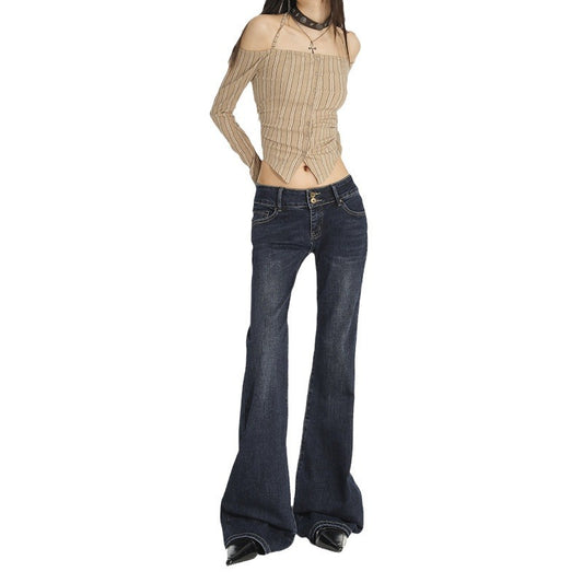 Women's Low Waist Slim Fit Flared Denim Pants