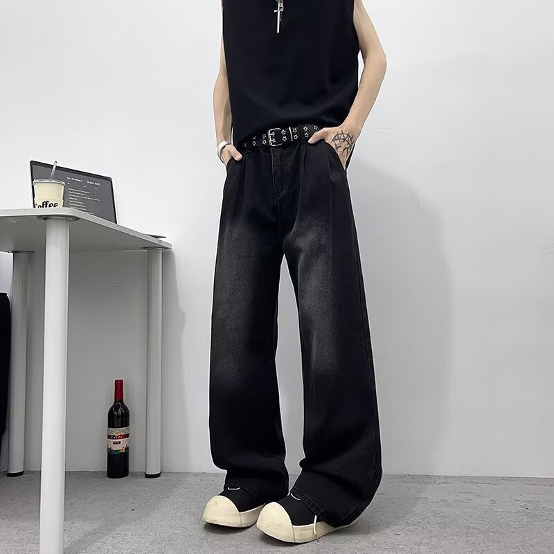 Water Washed Versatile Men's Loose Straight Leg Jeans