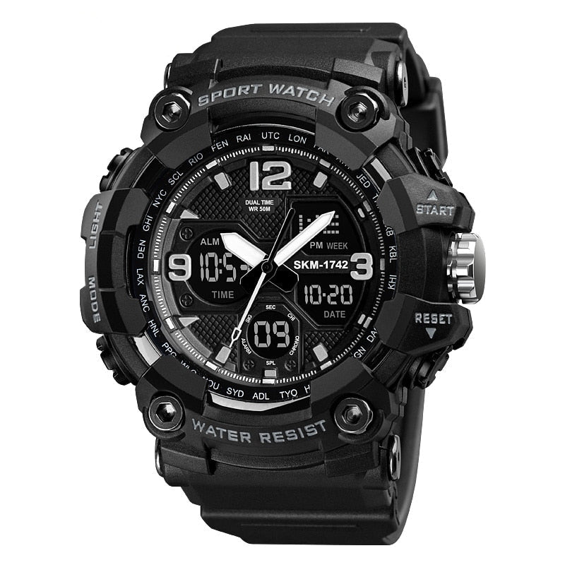 Shockproof Men's Watches 2 Time Chrono Personality Digital Sport Wristwatch Waterproof