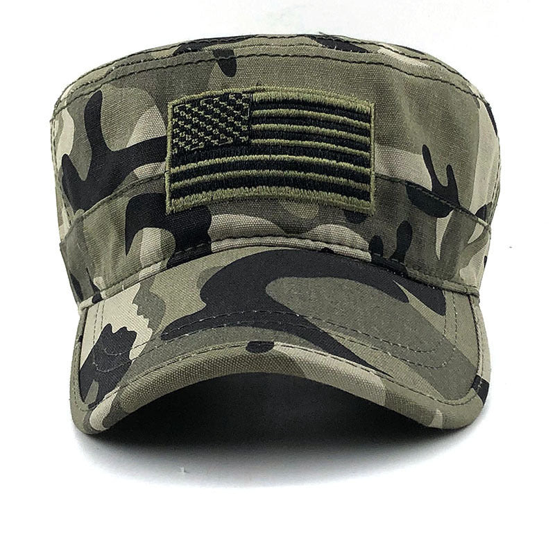 Men's Washed Distressed Flat Top Military Cap