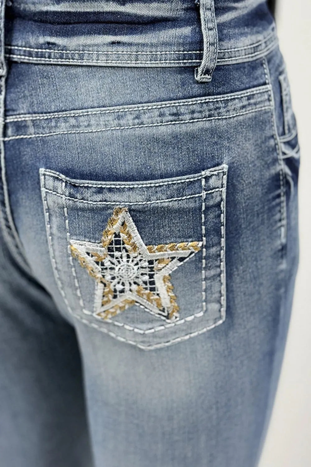 Star Embroidered Bootcut Jeans – Luxury Japanese Denim