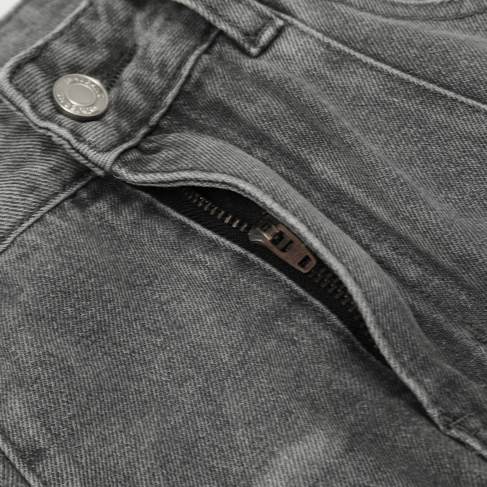 Gray Wash Gradient Denim Straight Leg Pants For Men