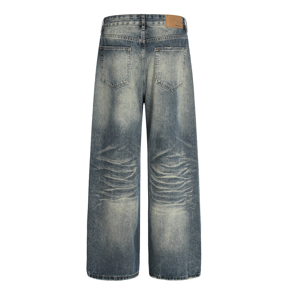Men's Denim Jeans - Ripped Loose Fit Straight Leg Pants