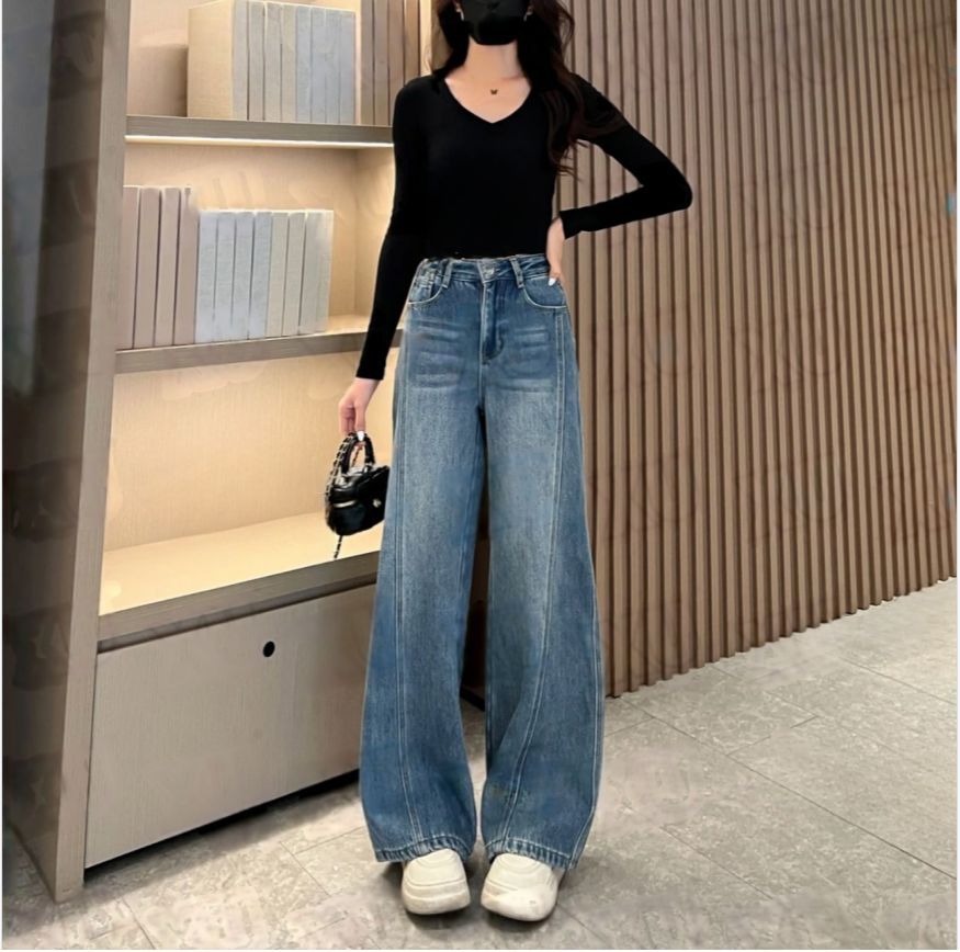 Wide-Leg Jeans for Women – High Waist, Flared, Slimming Blue Design