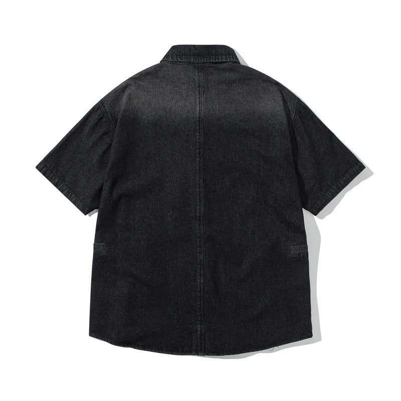 Casual Short Sleeve Denim Shirt for Men
