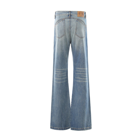 Washed Denim Bell Bottoms — Mid-Rise Flared Jeans for Men