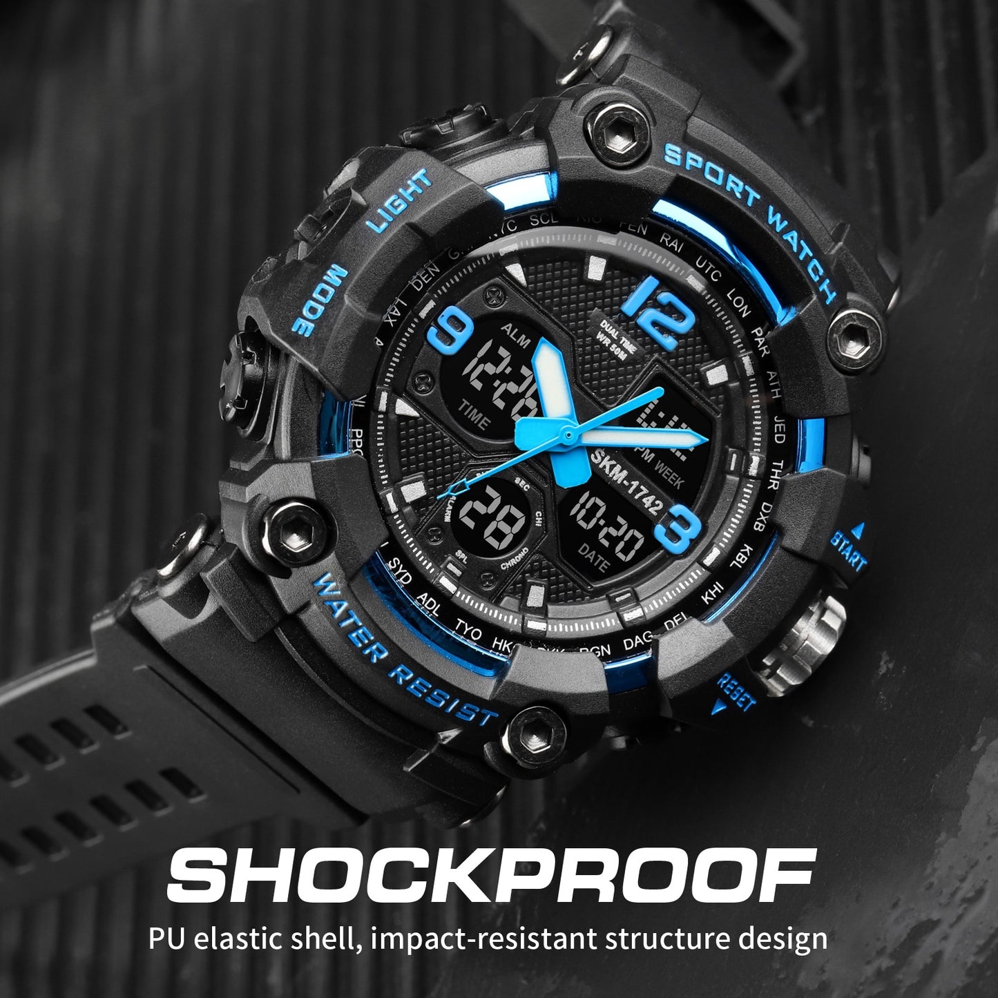 Shockproof Men's Watches - Waterproof Digital Sport Wristwatch