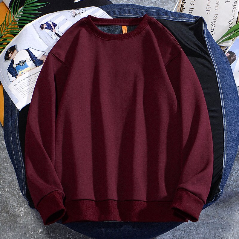 Men's Casual Cotton Fleece Long Sleeve Hoodie Sweatshirt Round Neck Multicolor