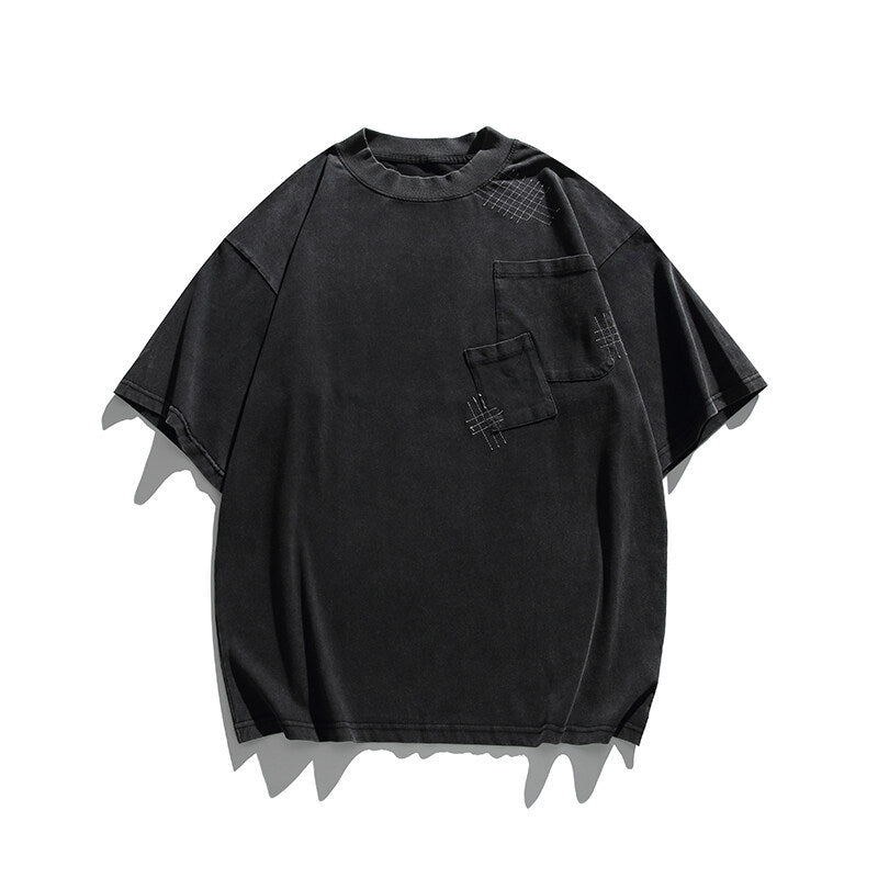 Washed and Worn Casual Round Neck T-Shirts