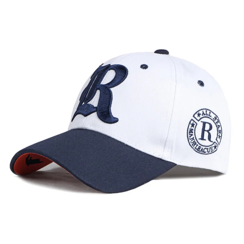 R Letter Embroidered Color Block Baseball Cap