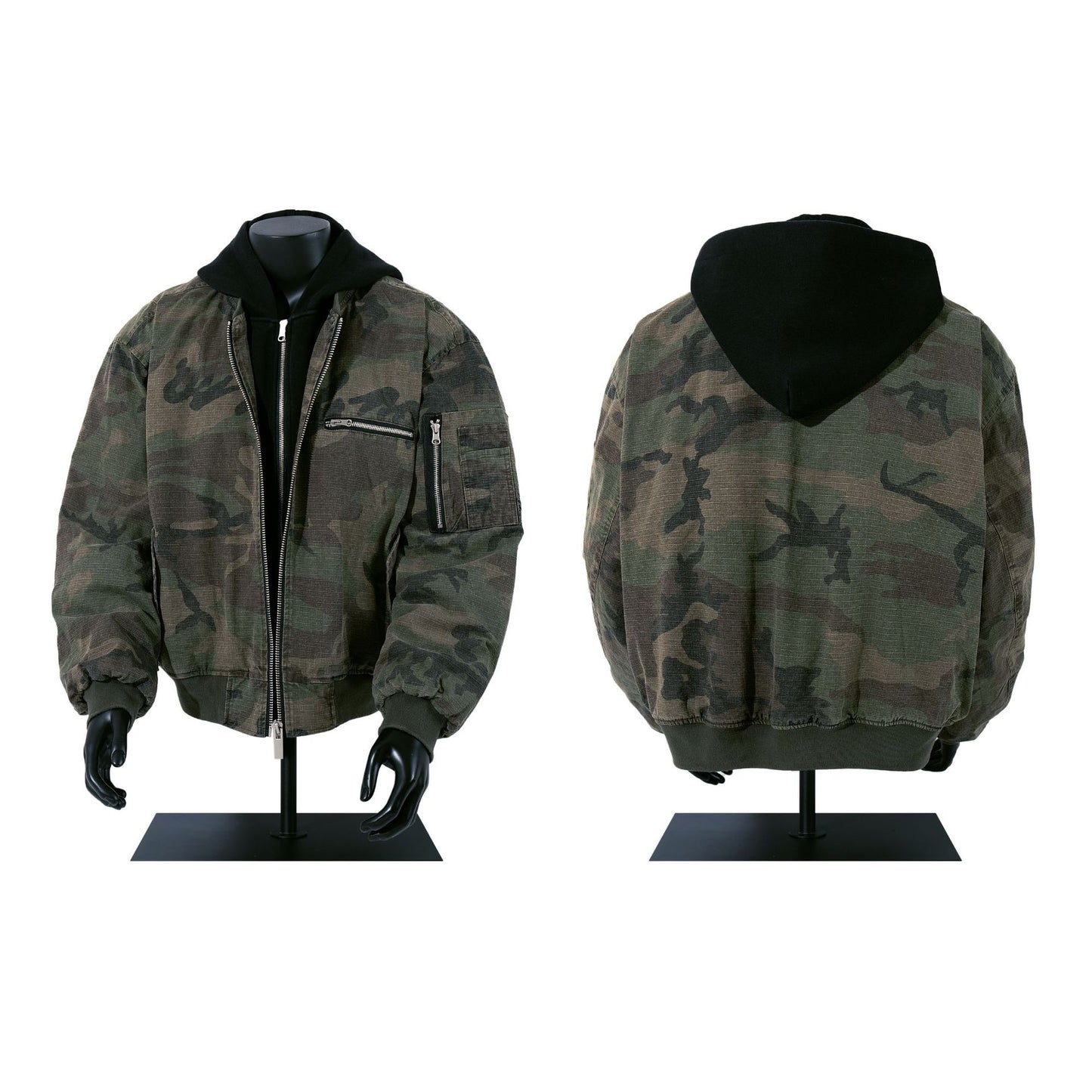 Camouflage Faux Two-Piece Hooded Thickened Cotton Jacket