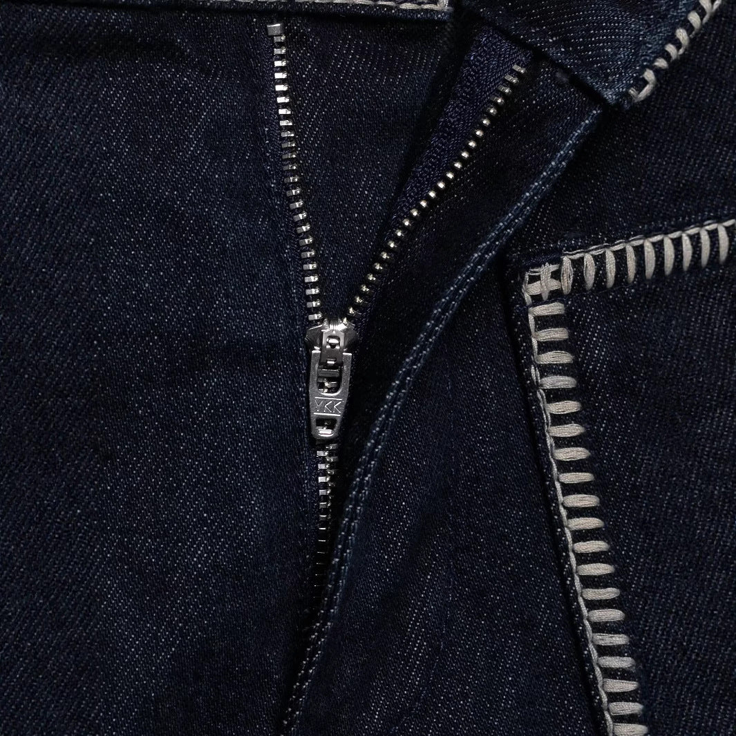 Embroidered Denim Shorts with Bright Thread for Women