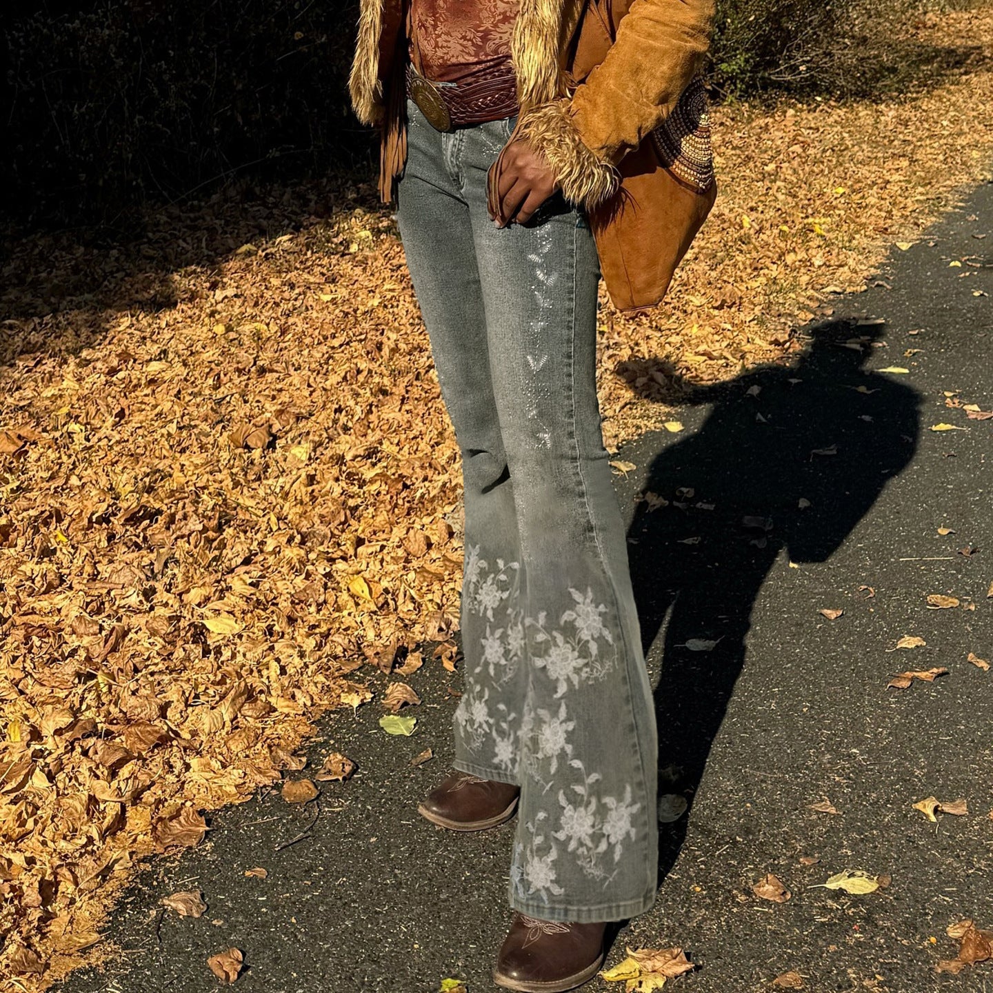 Washed Spicy Girl Slim Fit Micro Flared Pants