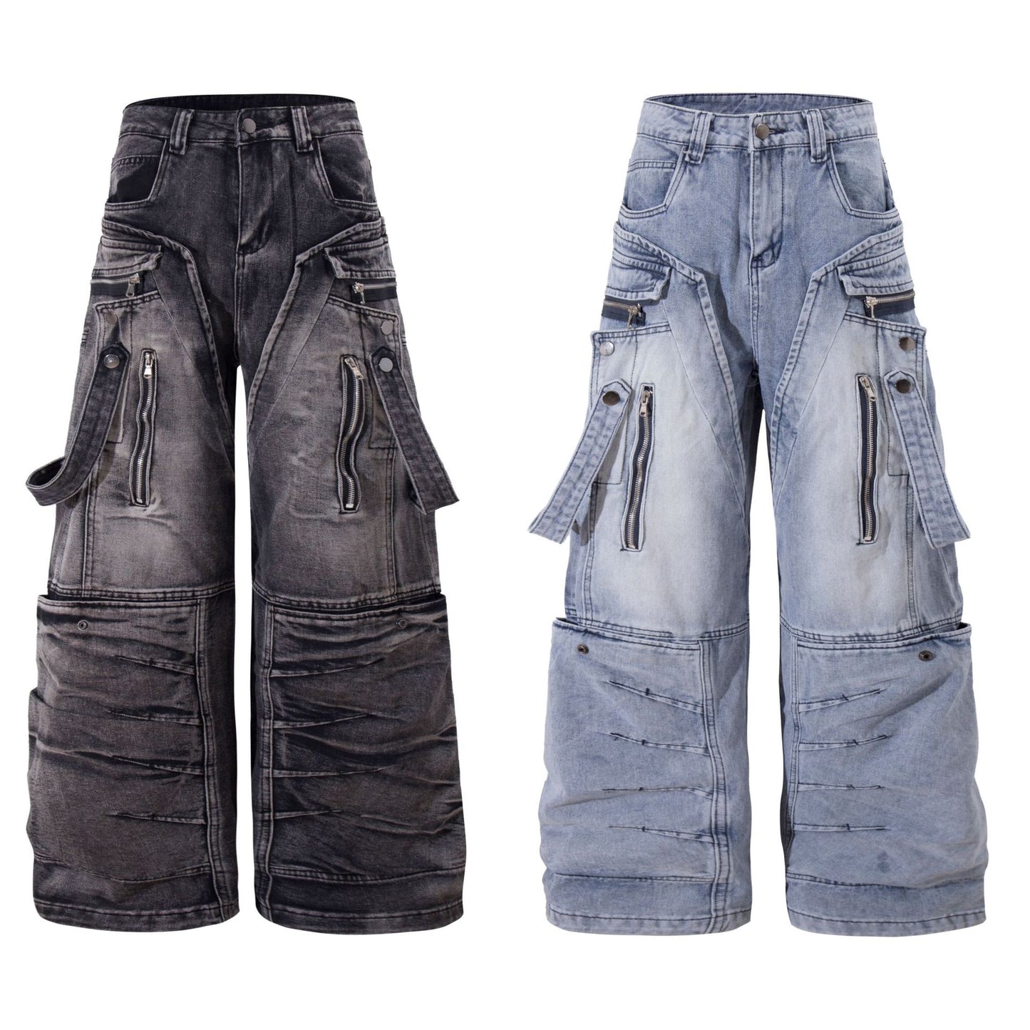High-Quality Heavy-Washed Denim Long Pants