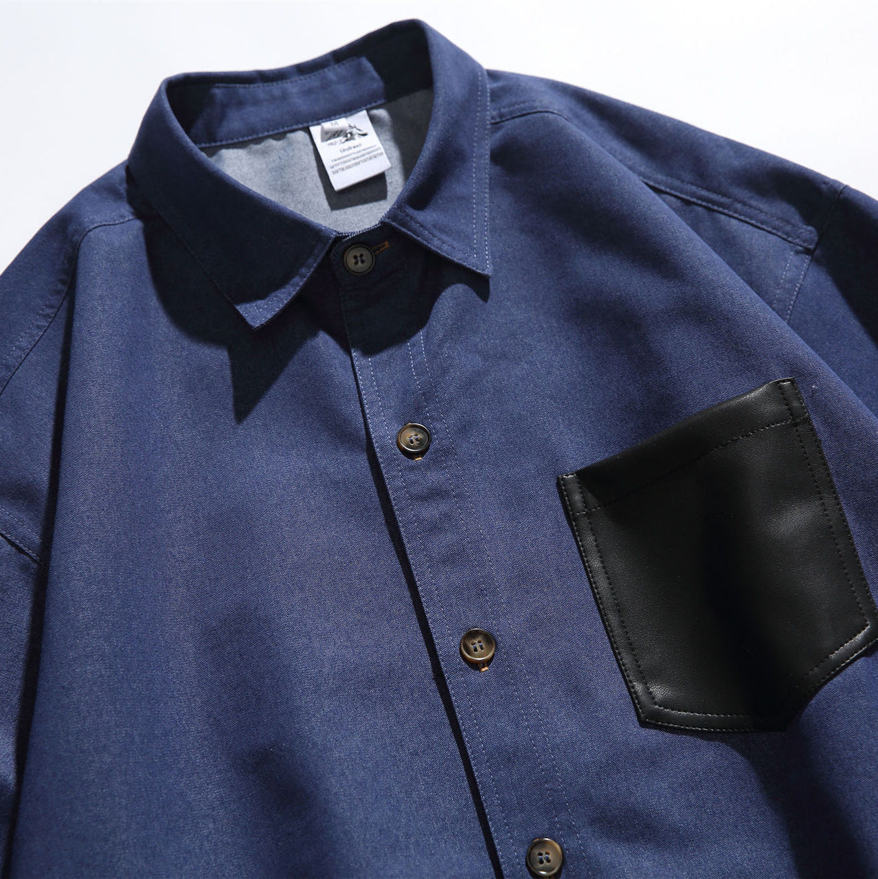 Color Blocked Pocket Denim Shirt - Casual Long Sleeve Jacket