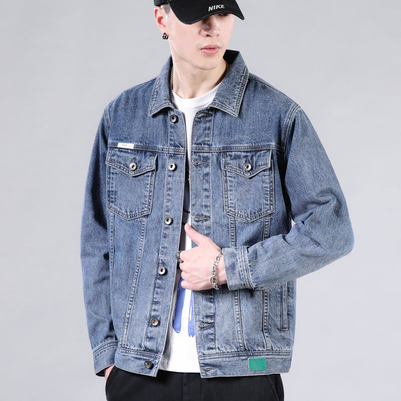 Men's Korean Solid Color Casual Denim Jacket - Couples Style