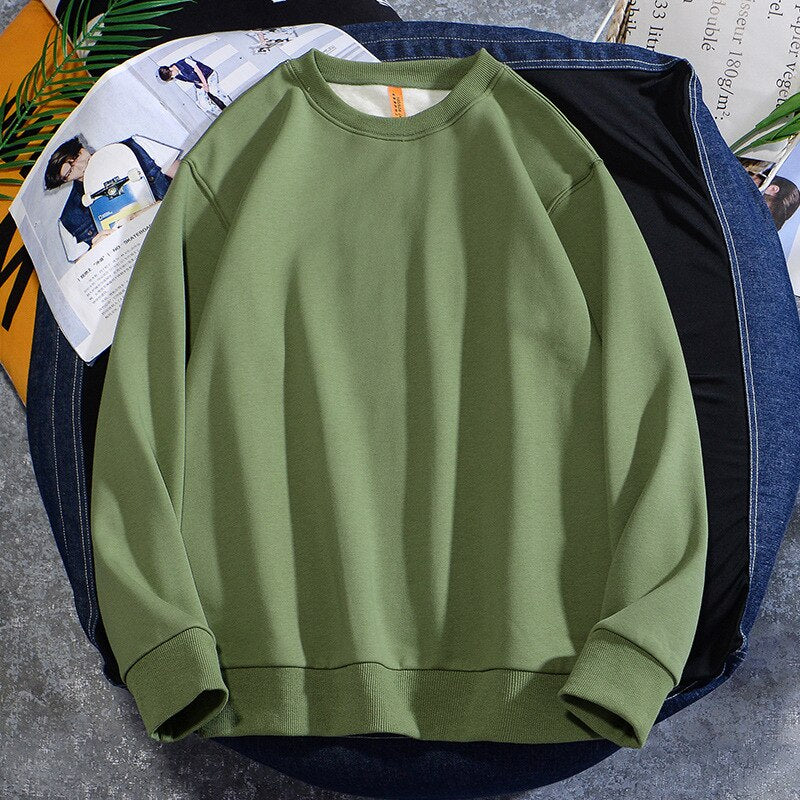 Men's Casual Cotton Fleece Long Sleeve Hoodie Sweatshirt Round Neck Multicolor