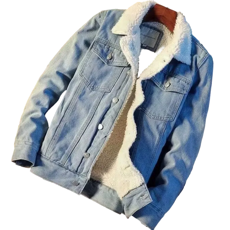 Men's Lamb Fleece Denim Jacket - Casual Comfort & Style