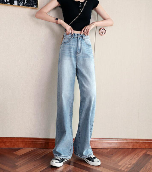 Japanese Denim Abdominal Pants Boyfriend Jeans for Women
