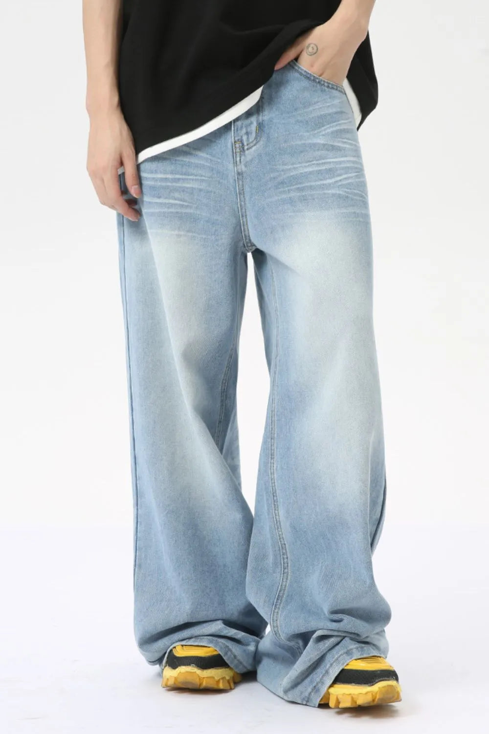 Premium Wide Leg Jeans with Pockets - Japanese Denim