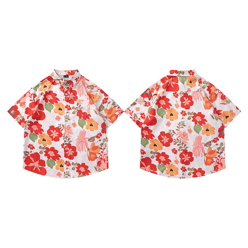 Hawaiian Shirt Men Retro Vintage Loose Casual Couple Shirt