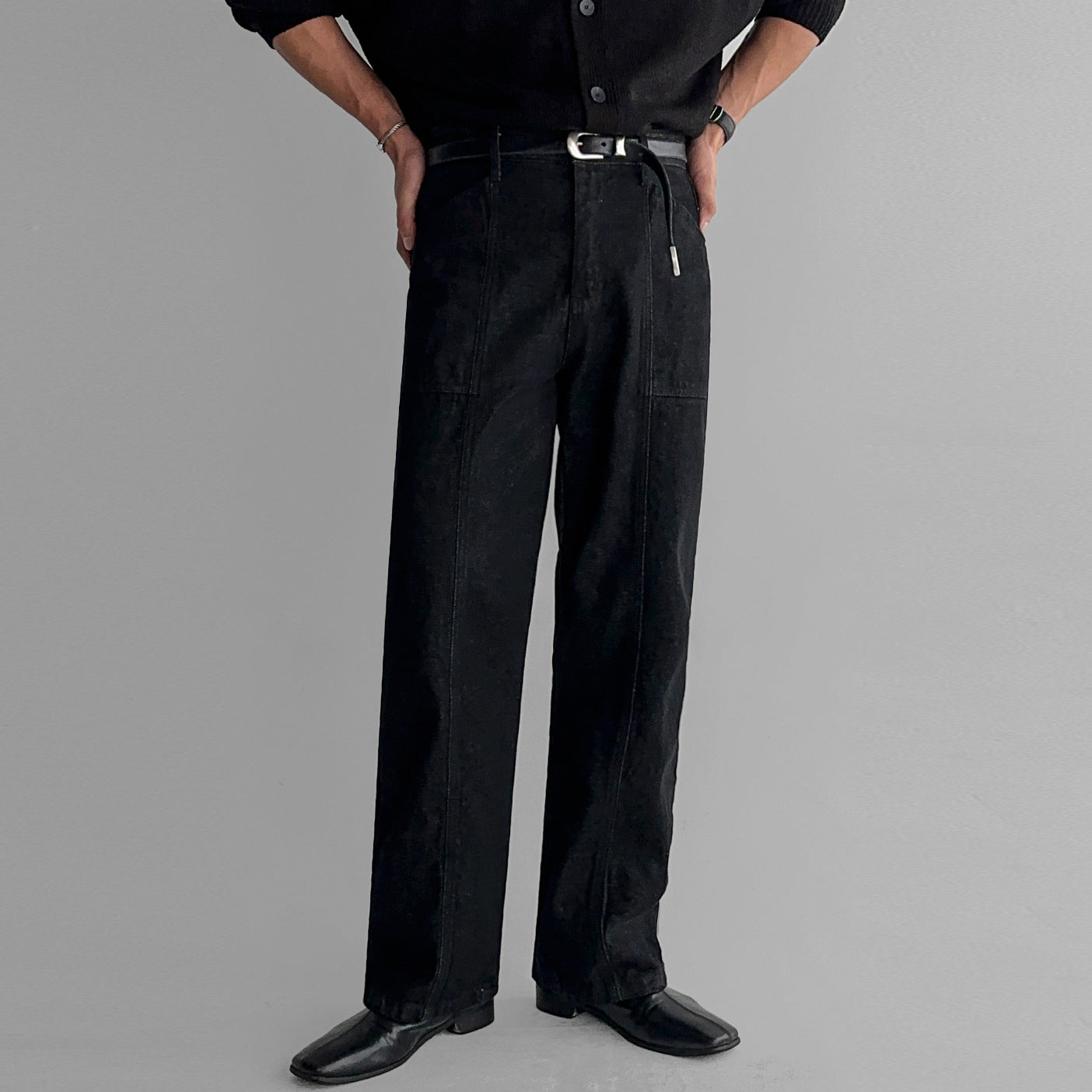 Casual Straight Leg Jeans for Men - Relaxed Fit, Washed Denim Pants