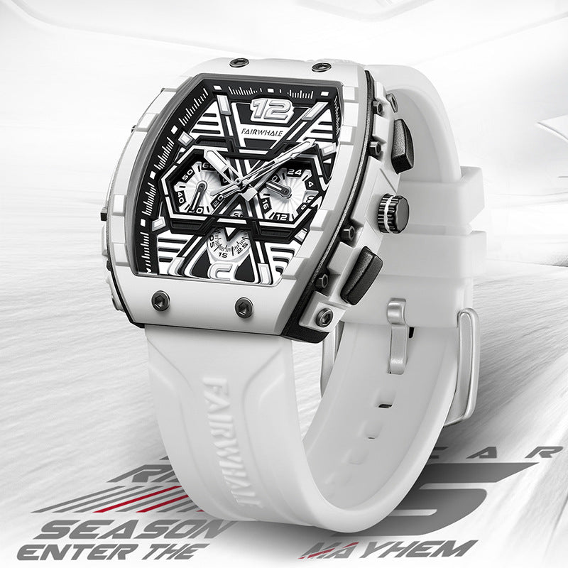 Men's Multi-Functional Cool Three Eye Shaking Sonic Explosive Casual Quartz Wristwatch