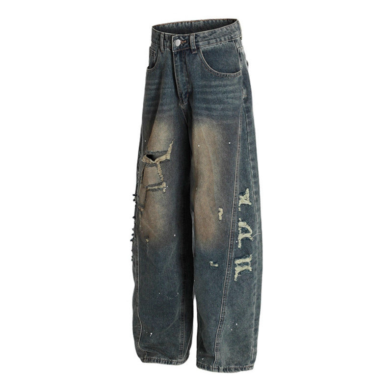 Washed Distressed Wide Leg Jeans | Premium Japanese Denim