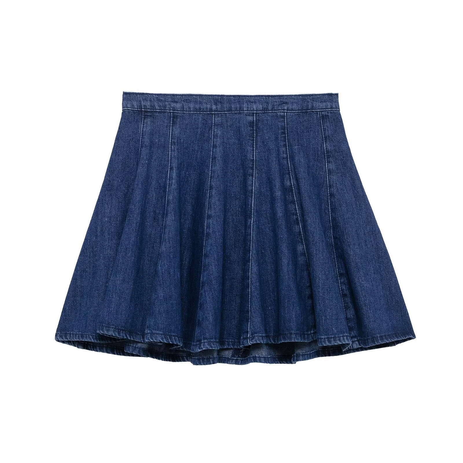 Vintage Zipper Denim Mini Puffy Skirt for Women