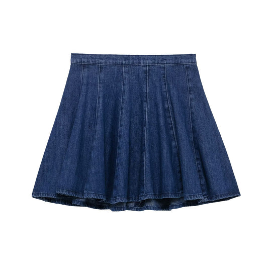 Vintage Zipper Denim Mini Puffy Skirt for Women