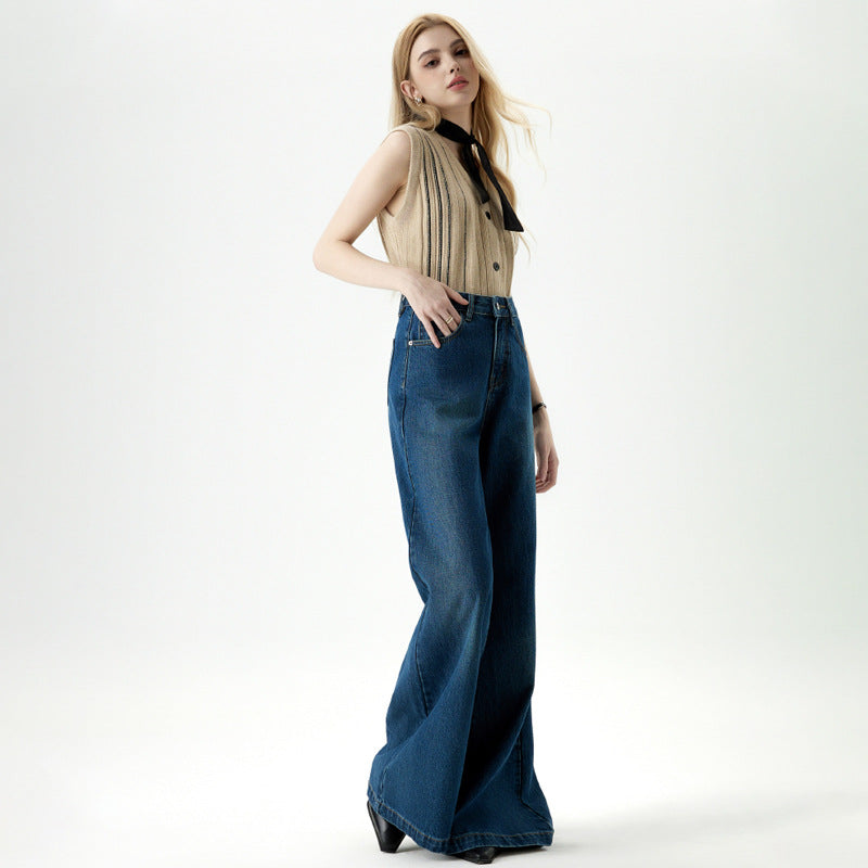 Women's Elegant Wide-Leg Jeans - Casual Hip-Covering Trousers