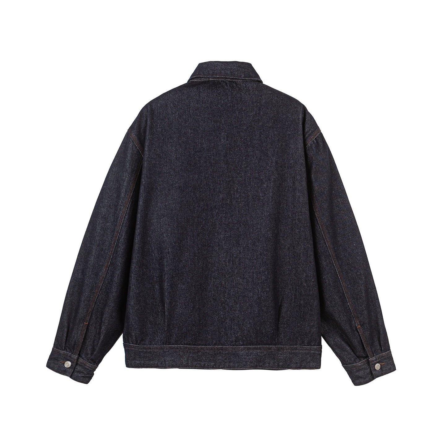 Turn-Down Collar Denim Jacket for Men Loose Workwear Style Jacket