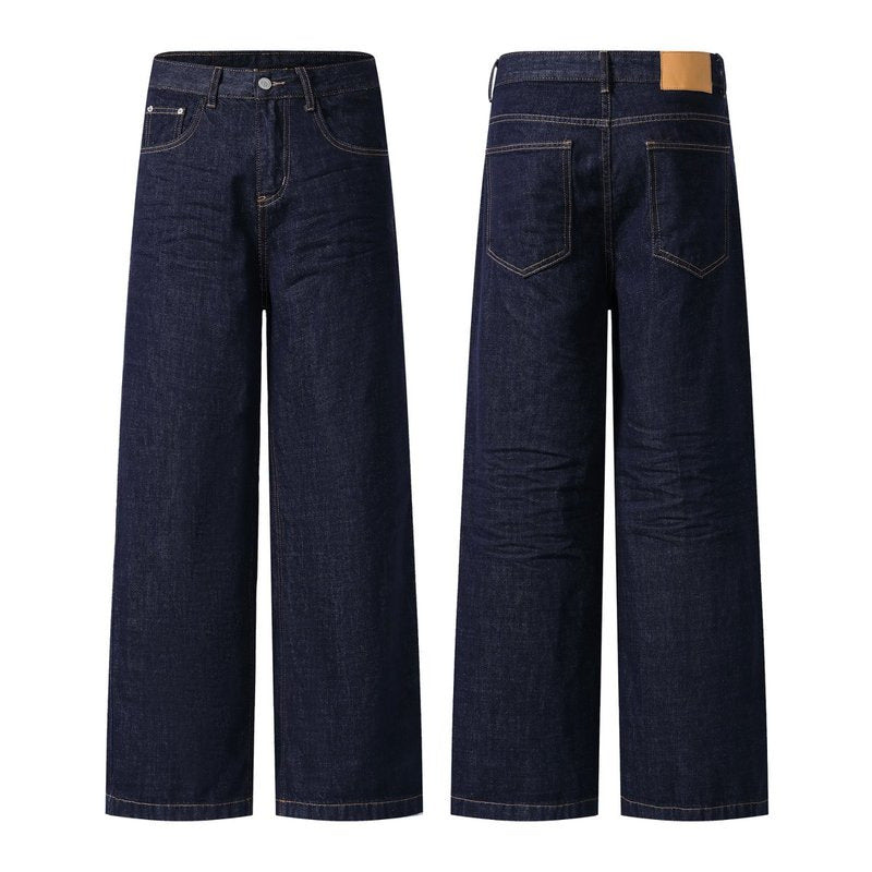 Blue Wide-Leg Jeans for Men and Women - High-Waist Slim Straight Leg Pants