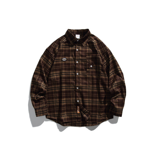 Loose Casual Checkered Long Sleeved Shirt for Men and Women