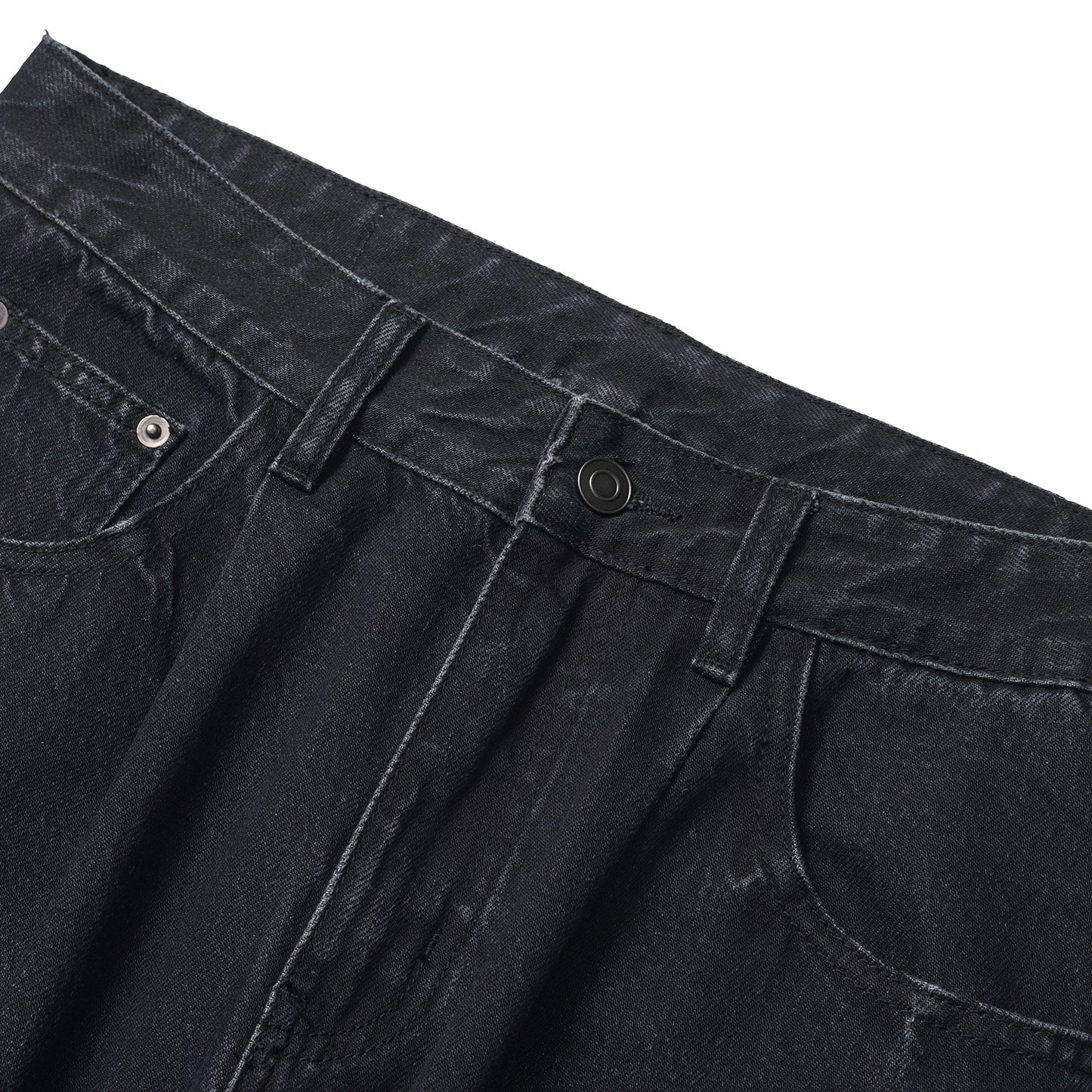 Washed Distressed Wide-Leg Straight Leg Denim Pants - Premium Japanese Denim